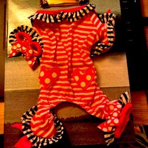 Adorable one piece little girl puppy XS pink jumper